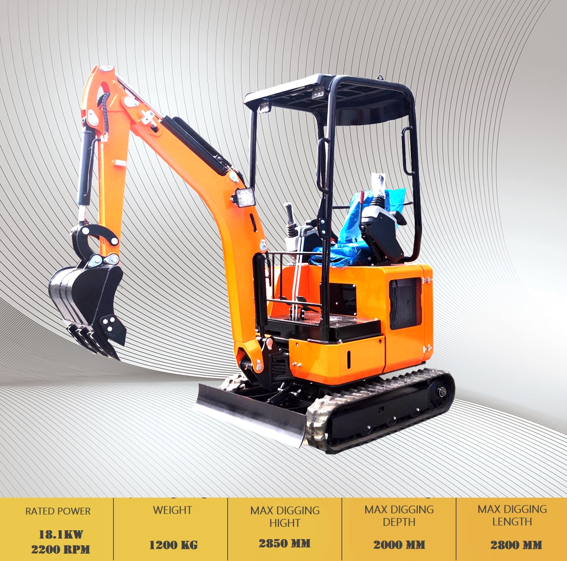 1.2-Ton Mini-Excavator / Kubota / Yanmar Engine (Euro V / EPA) - RISING ...