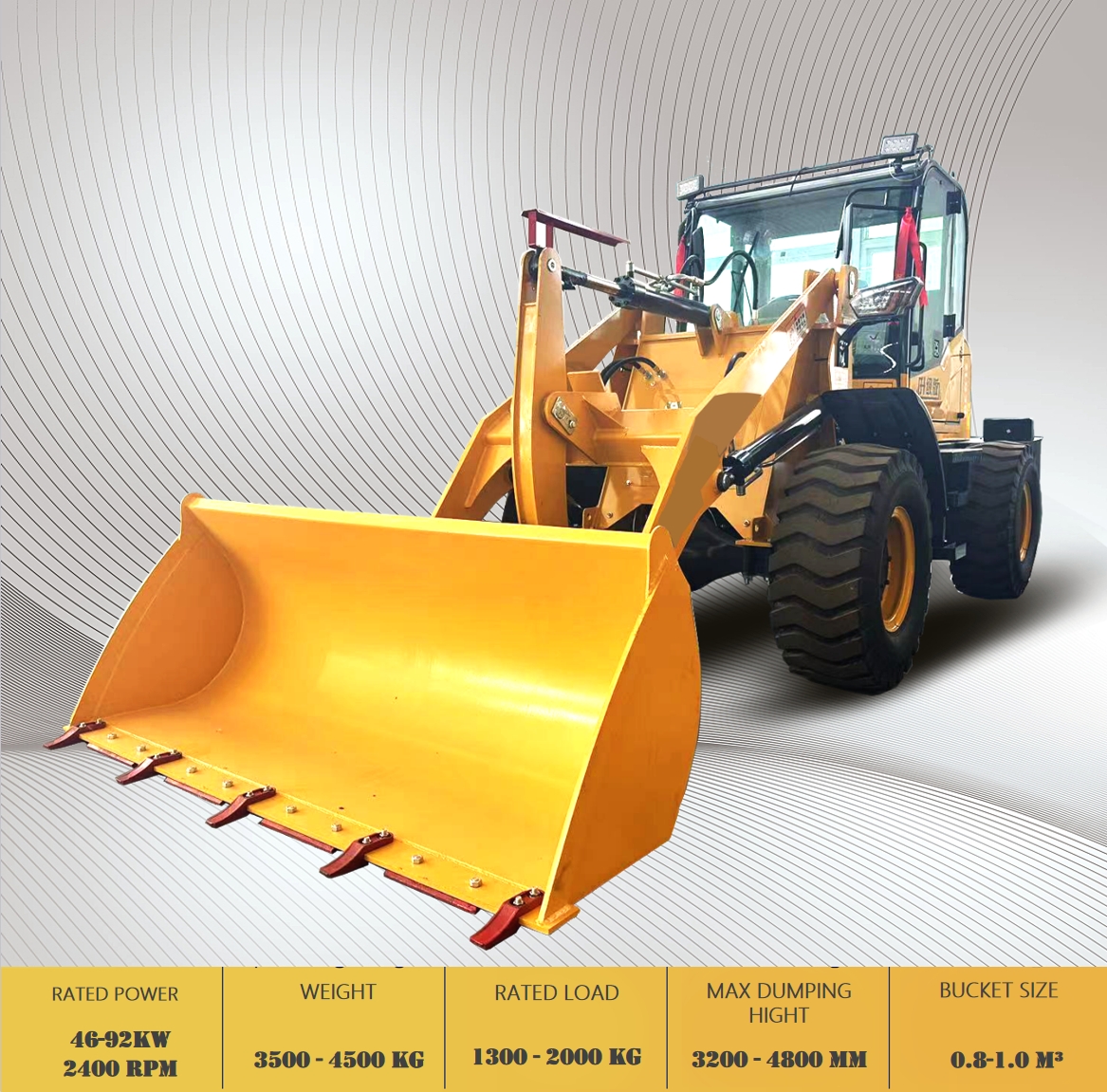 Tech Loader 3.5-4.5 Ton Compact Wheel Loader - Low Frame Chassis Model - RISING-TECH